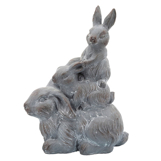 Resin Three Bunnies Deco 16" - Gray