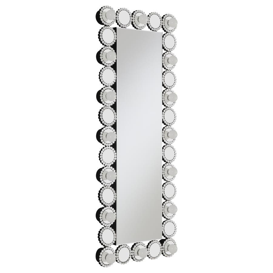 Aghes - Accent Mirror With 16 Led Lights - Pearl Silver