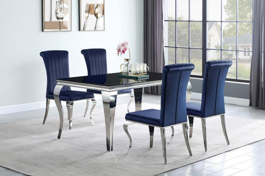 Carone - 5 Piece Dining Room Set - Blue - Fabric