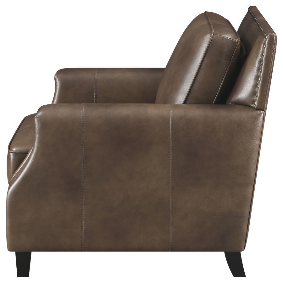 Leaton - Upholstered Recessed Arm Chair - Brown