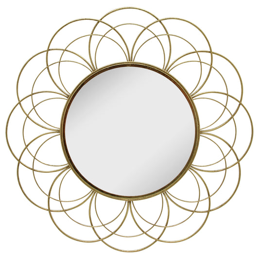 Metal Flower Frame Mirror 32" - Gold