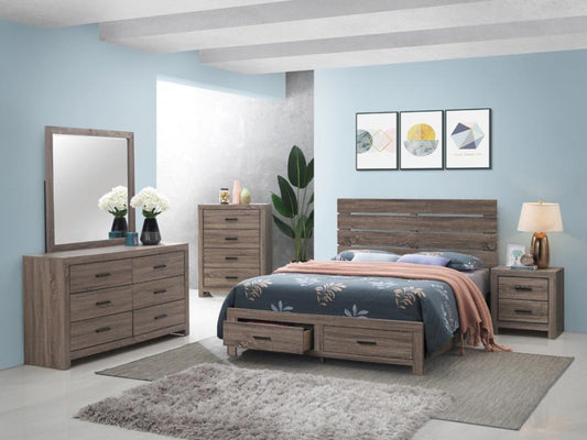 Brantford - 4 Piece Queen Storage Bedroom Set - Light Brown