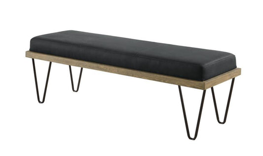 Chad - Upholstered Bench With Hairpin - Legs - Black