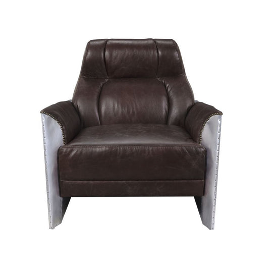 Brancaster - Accent Chair - Espresso Top Grain Leather & Aluminum