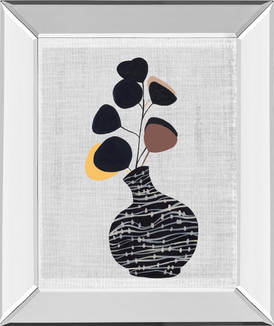 Decorated Vase with Plant I By Melissa Wang - Black