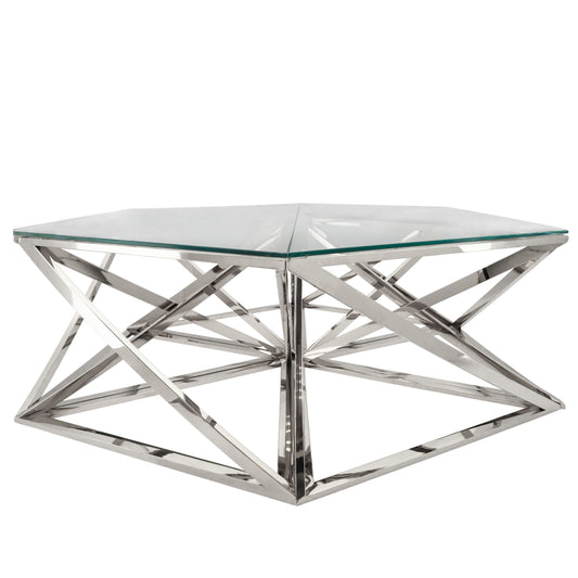 Metal Hexagon Coffee Table - Silver