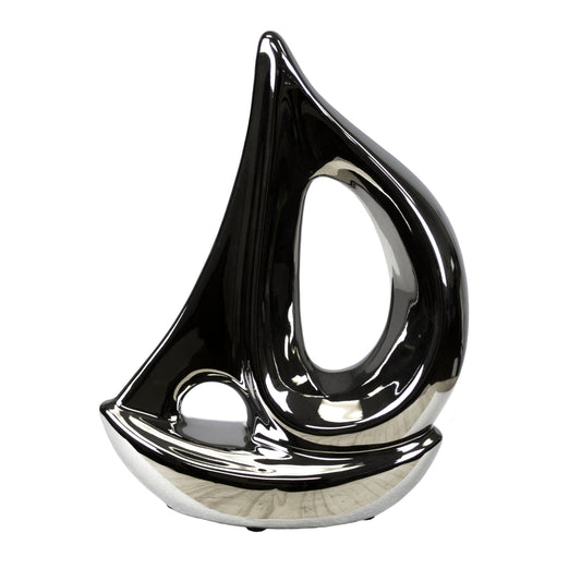 Ceramic Sailboat 8" - Silver