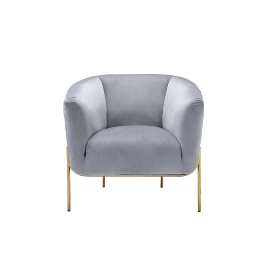 Carlson - Accent Chair - Gray Velvet & Gold