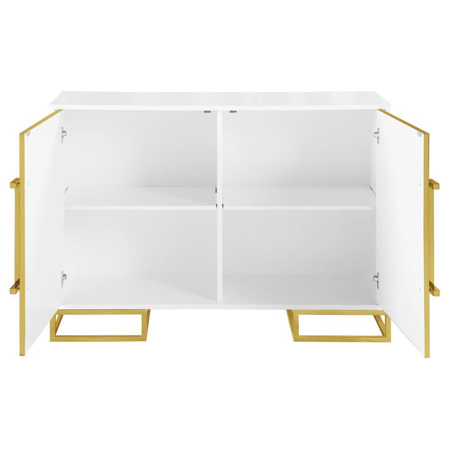 Elsa - Accent Cabinet With Gold Metal Base - White