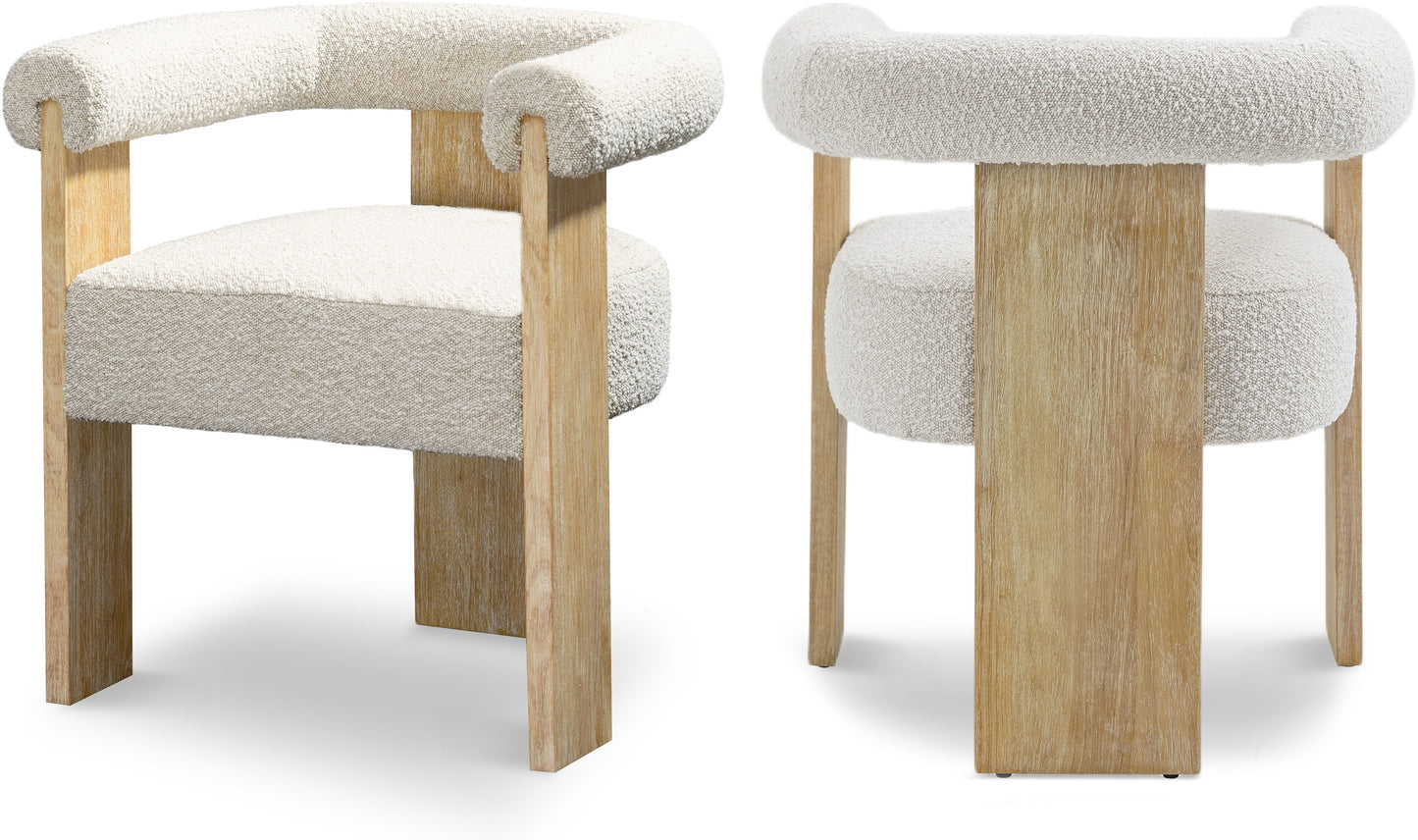 Barrel Boucle - Dining Chair - Cream ( Set of 2)