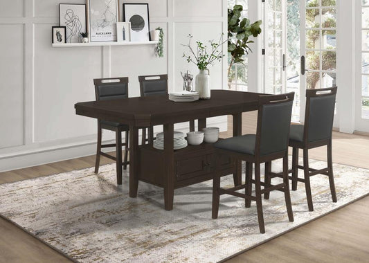 Prentiss - Counter Height Table 5 Piece Set - Dark Brown