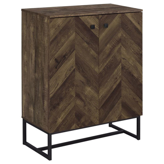 Carolyn - Accent Cabinet With Classic Herringbone - Pattern - Brown