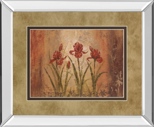 The Iris Style By Vivian Flasch - Mirror Framed Print Wall Art - Red