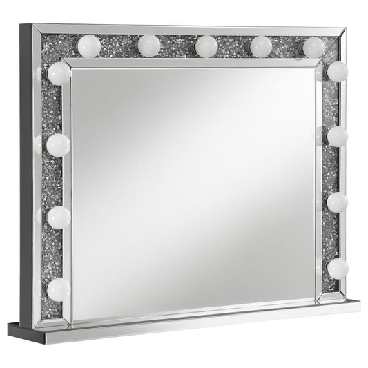 Wilmer - Rectangular Table Mirror With Lighting - Pearl Silver