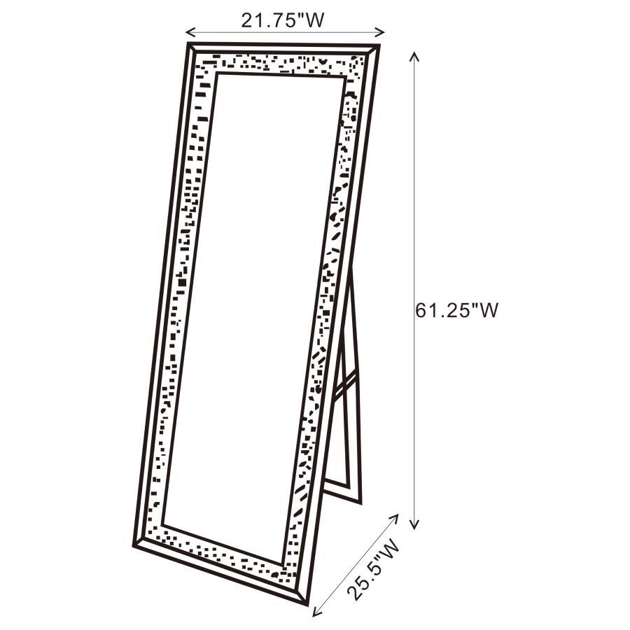 Carisi - Rectangular Standing Mirror With Led Lighting - Pearl Silver