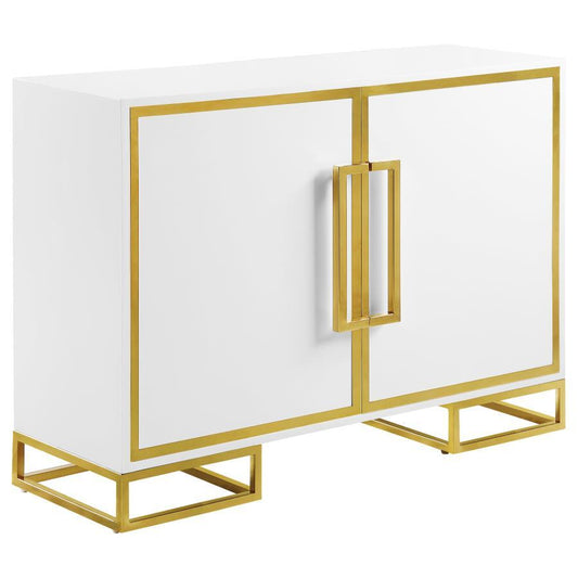 Elsa - Accent Cabinet With Gold Metal Base - White