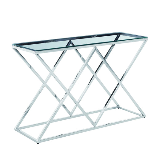 Glass Diamond Console Table - Silver