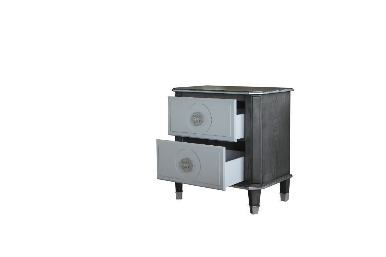 House - Beatrice Nightstand - Charcoal & Light Gray Finish