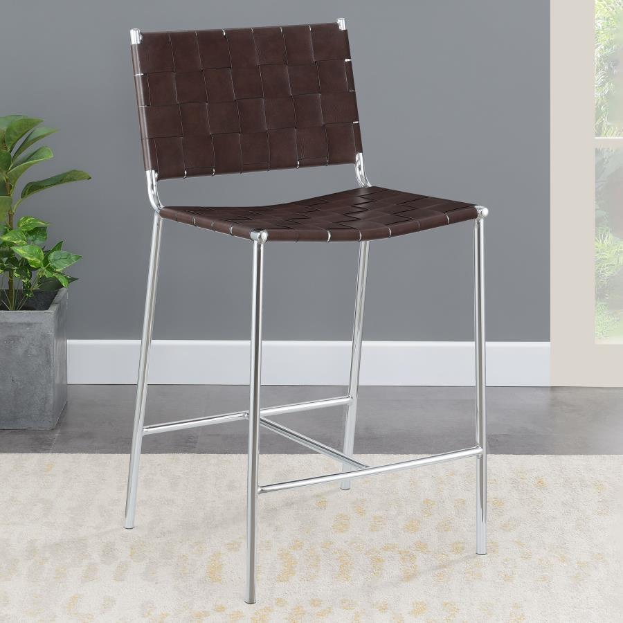 Adelaide - Upholstered Counter Height Stool With Open Back - Brown