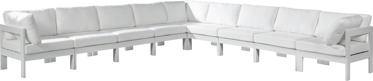 Nizuc - Outdoor Patio Modular Sectional 9 Piece - White - Fabric