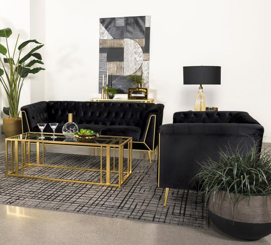 Holly - 2 Piece Set (Sofa and Loveseat) - Black