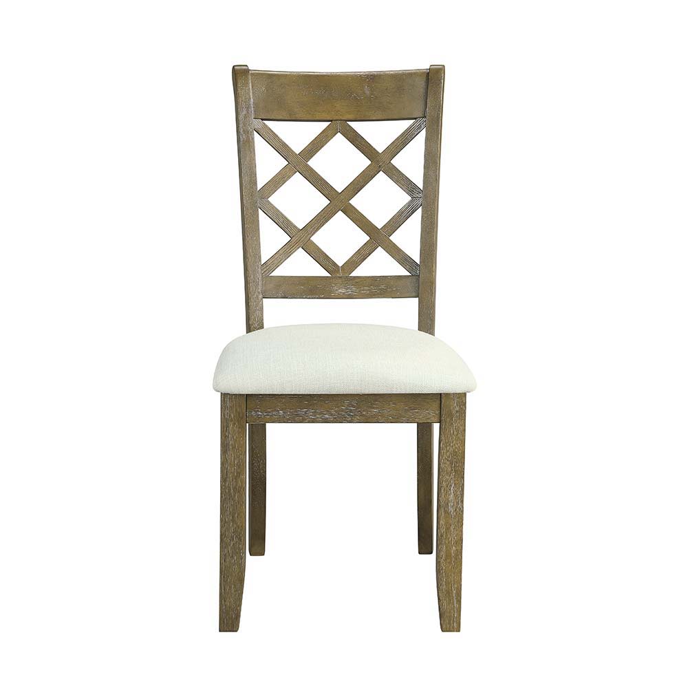 Karsen - Side Chair (Set of 2) - Beige Linen & Rustic Oak Finish