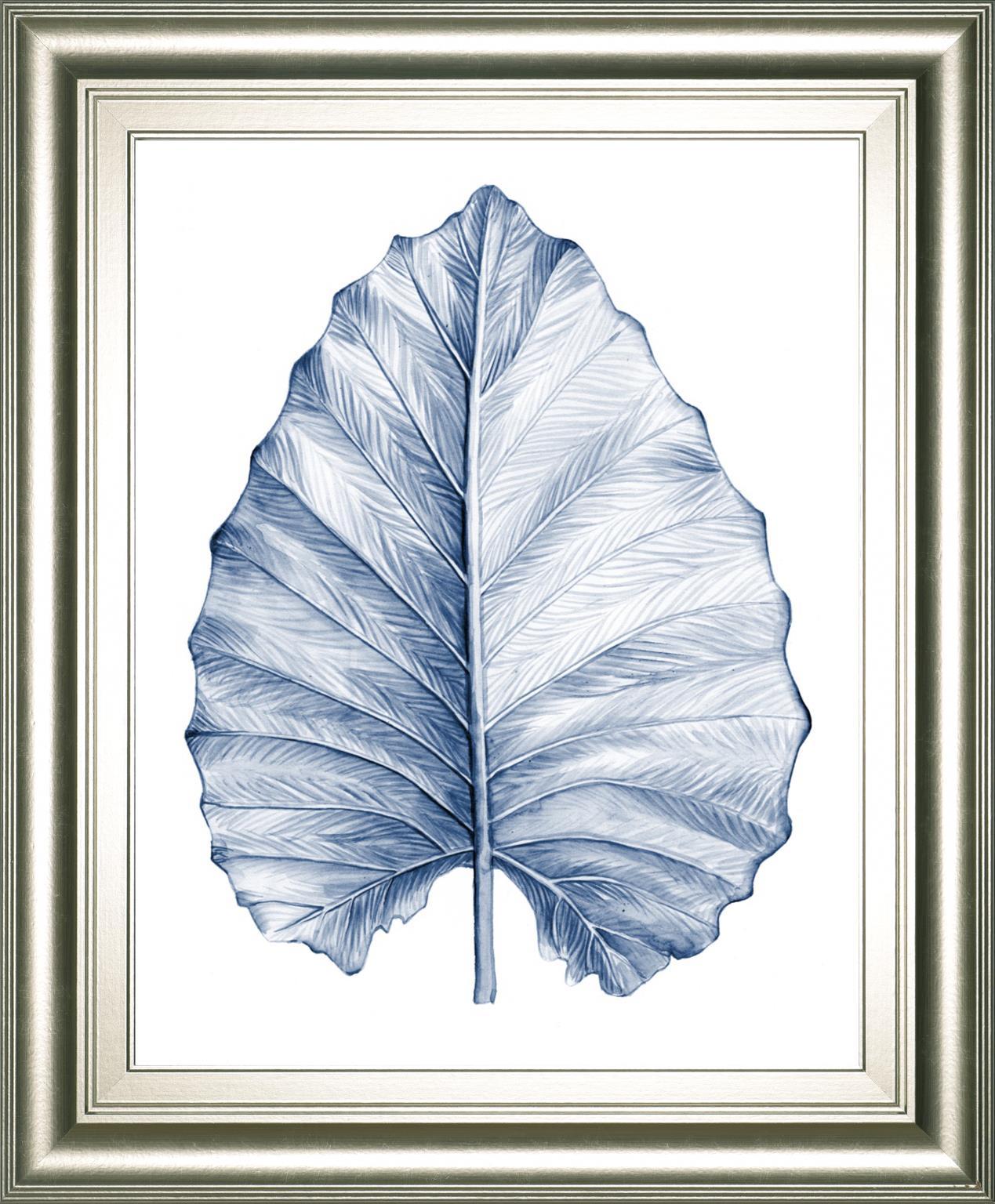 Indigo Tropical Leaves III By Megan Meagher 22x26 - Blue