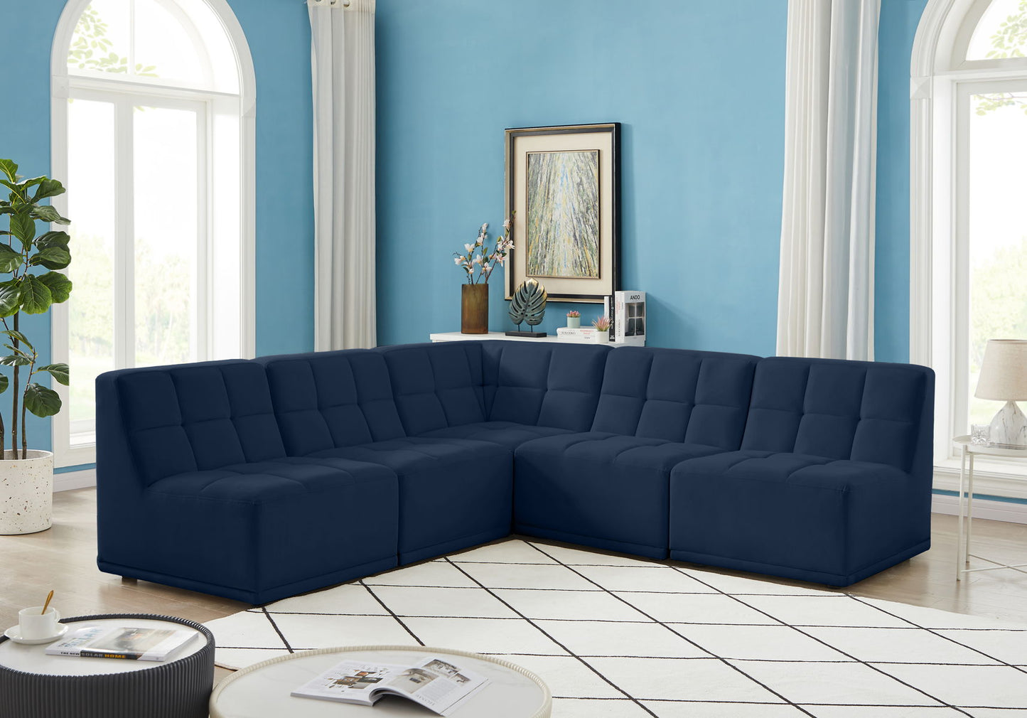 Relax - Modular Sectional 5 Piece - Navy