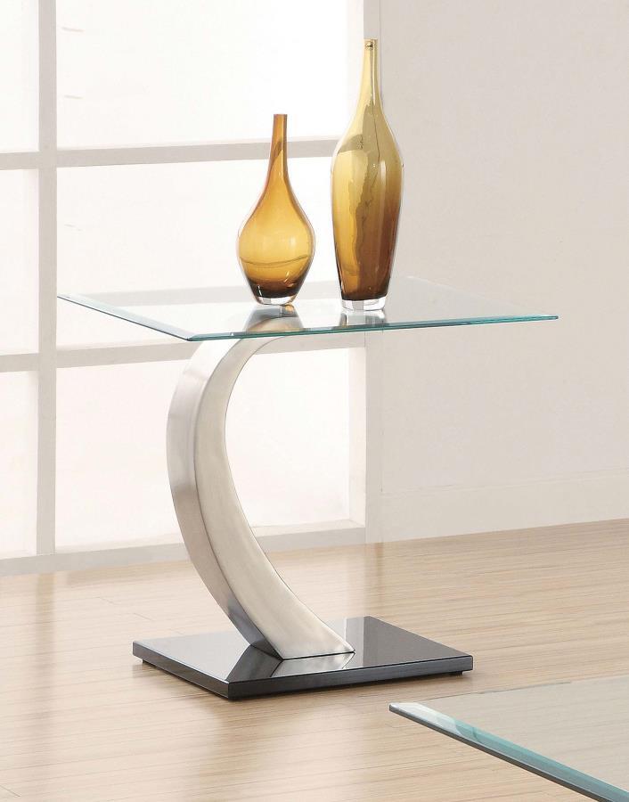 Pruitt - Glass Top End Table - Pearl Silver