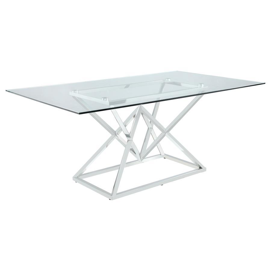 Beaufort - Rectangular Glass Dining Table - Pearl Silver