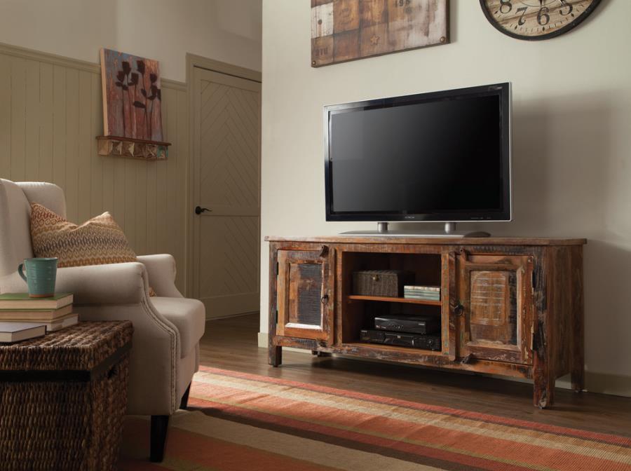 Genesis - 2-door TV Console Reclaimed Wood - Brown