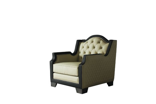 House - Beatrice Chair - Beige PU, Black PU & Charcoal Finish