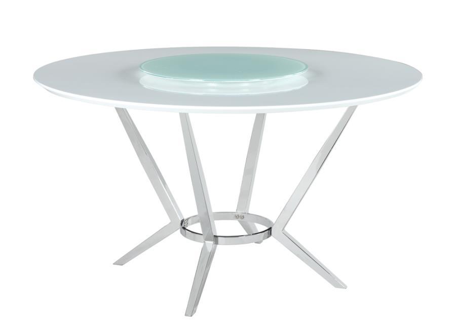 Abby - Round Dining Table With Lazy Susan - Silver