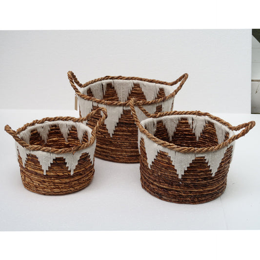 Banana Leaf 10/12/14" Nomad Basket (Set of 3) - Natural