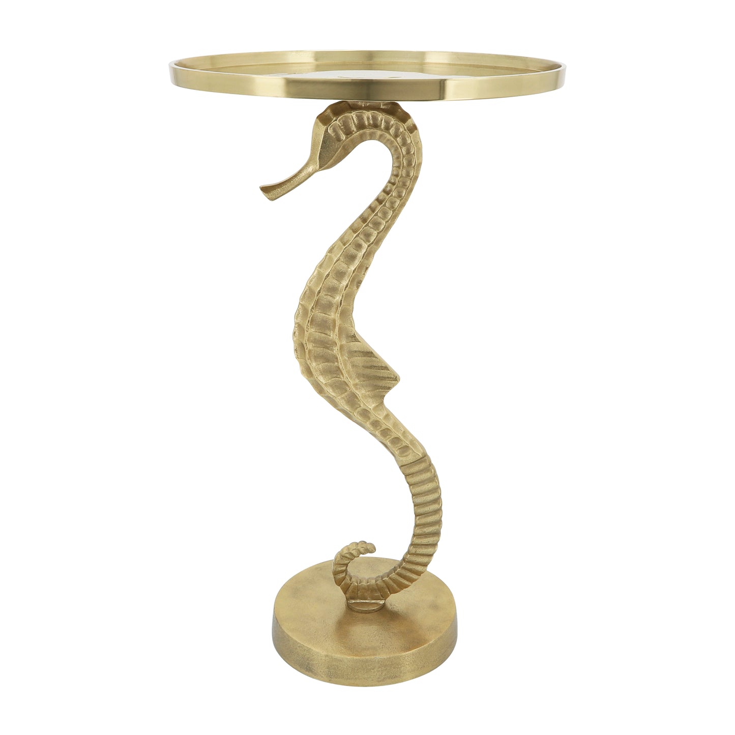 Metal 24" Seahorse Side Table - Gold