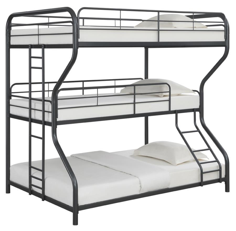 Garner - Triple Full/Twin over Full Bunk Bed With Ladder - Gray