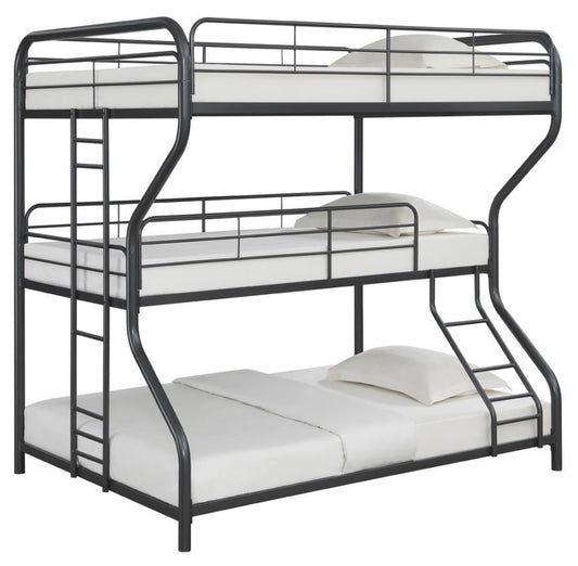 Garner - Triple Full/Twin over Full Bunk Bed With Ladder - Gray