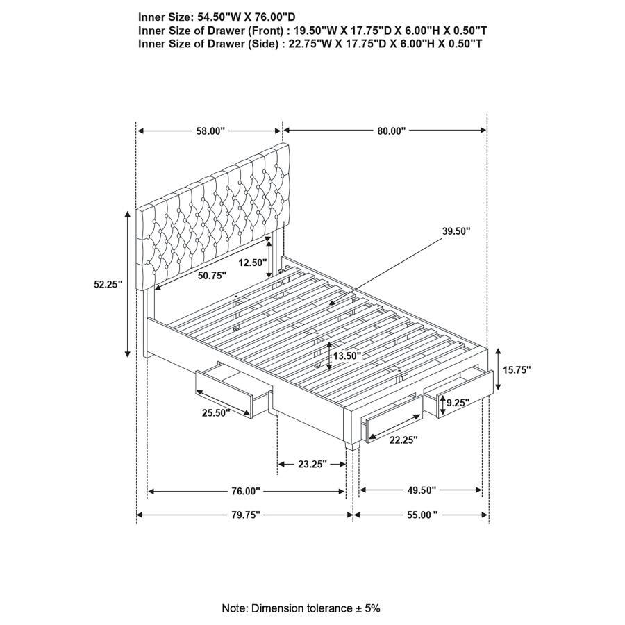 Shelburne - 4-drawer Button Tufted Storage Bed