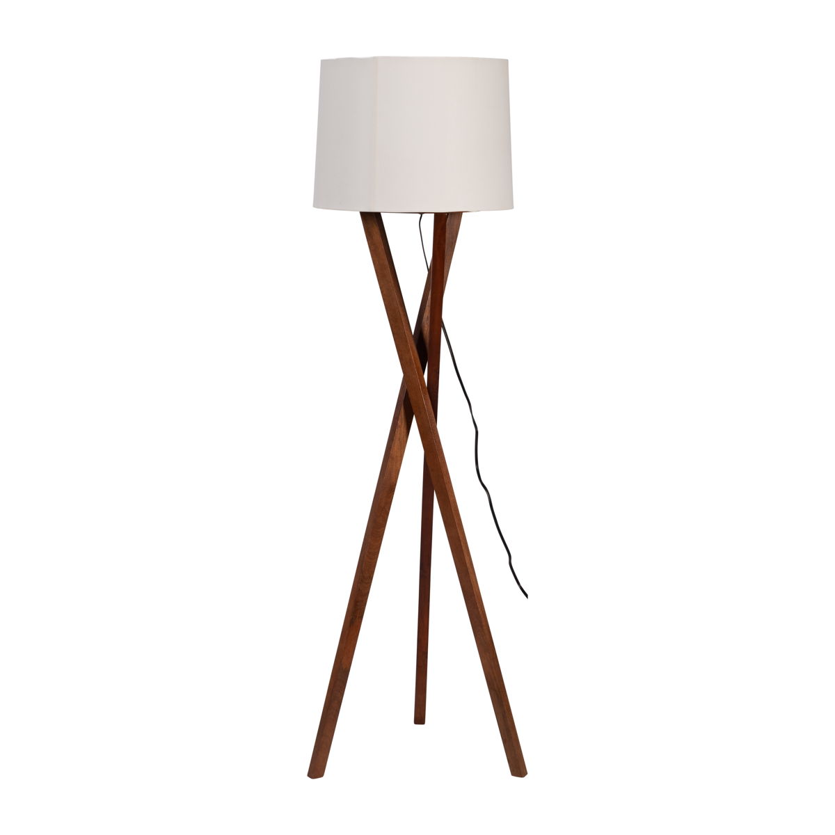 Wood Cylindrical Floor Lamp 55" - Brown / Off White