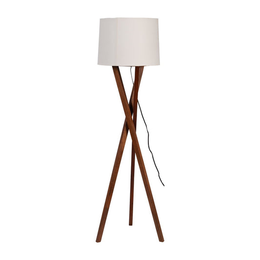 Wood Cylindrical Floor Lamp 55" - Brown / Off White