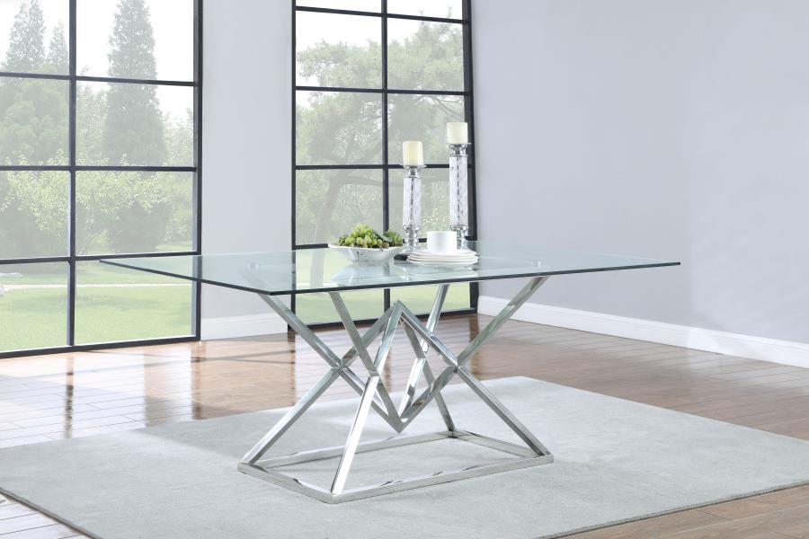 Beaufort - Rectangular Glass Dining Table - Pearl Silver