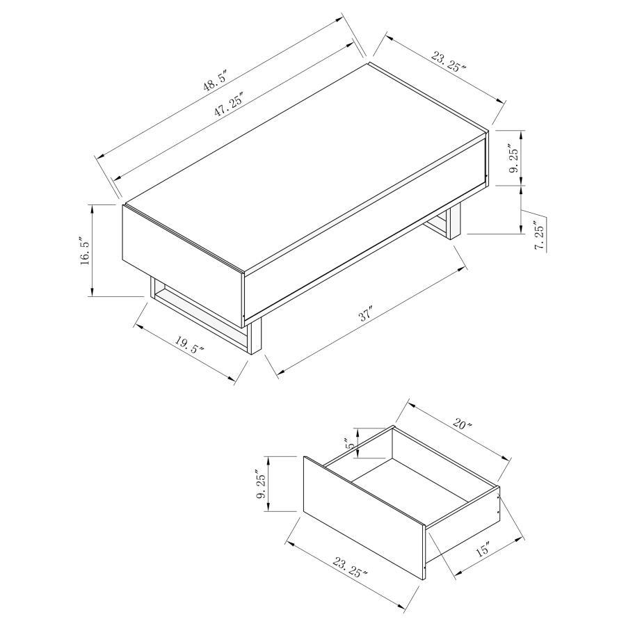 Atchsion - 2-Drawer Coffee Table - White