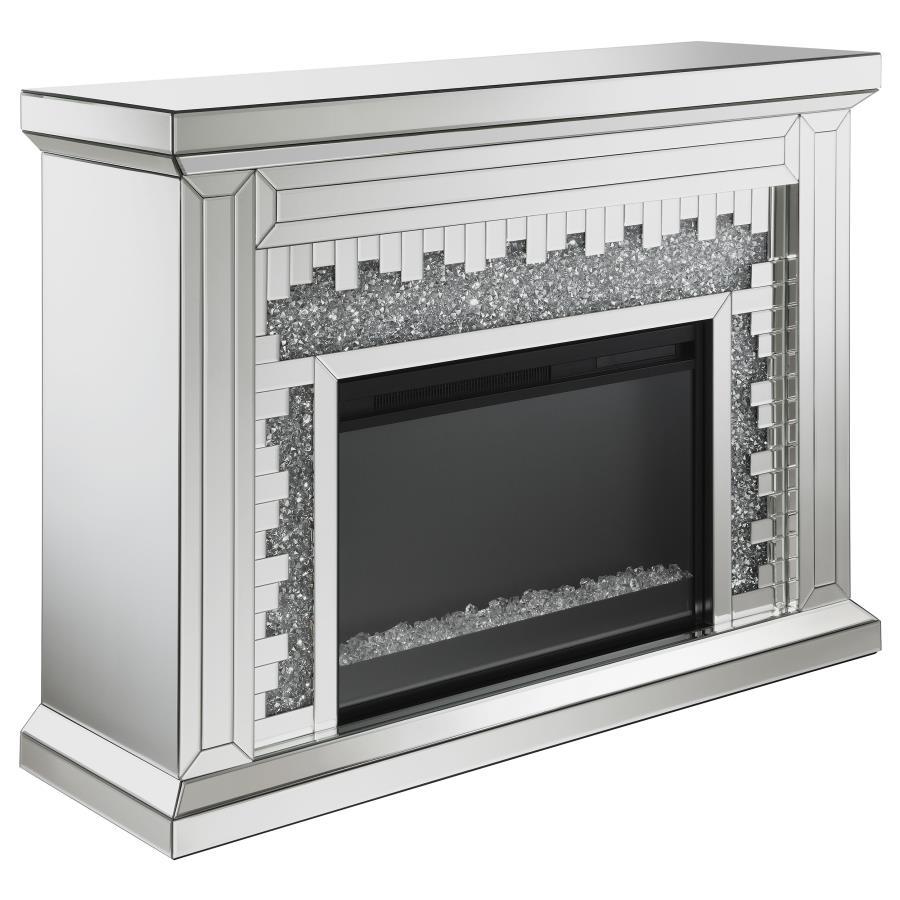 Gilmore - Fireplaces Mirrored with LED lights  - Pearl Silver