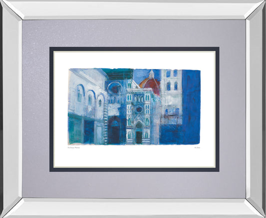 The Duomo, Florence By Ann Oram - Mirror Framed Print Wall Art - Blue