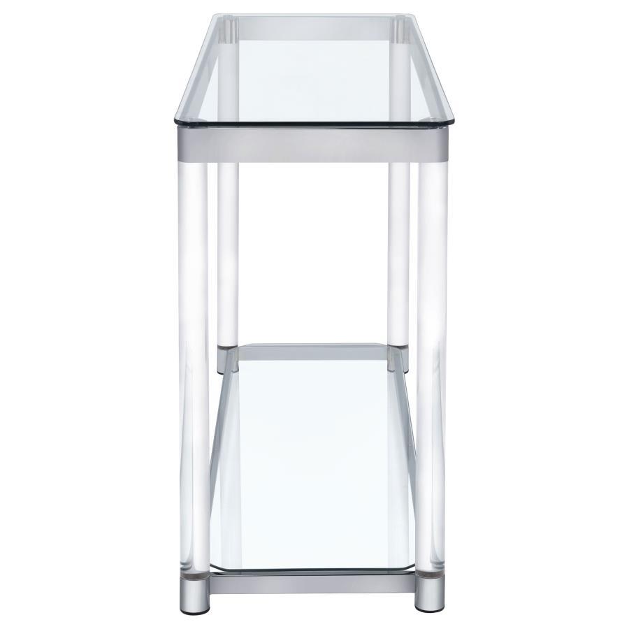 Anne - Claude Sofa Table With Lower Shelf Chrome And - Clear