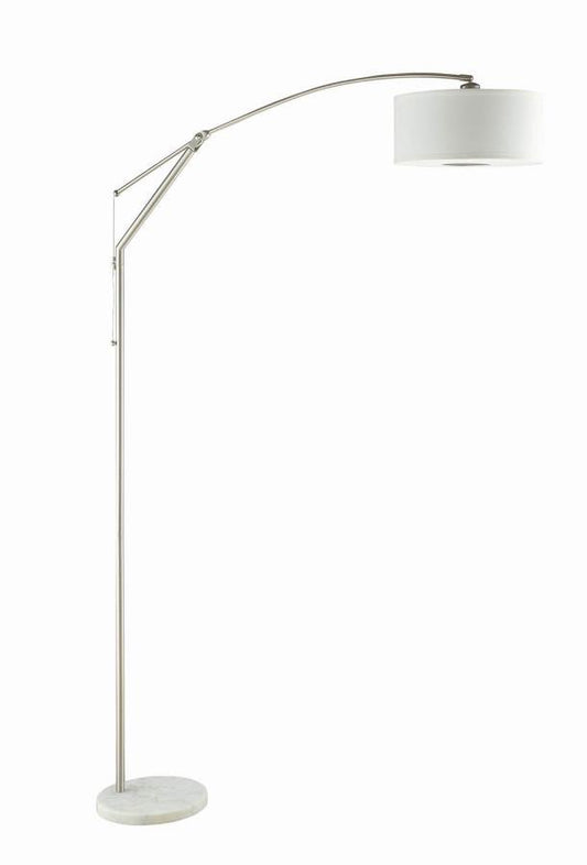 Moniz - Adjustable Arched Arm Floor Lamp - Pearl Silver