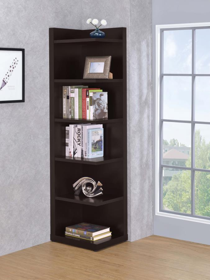 Pinckard - 6-tier Corner Bookcase - Brown