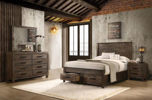 Woodmont - 4 Piece Eastern King Platform Bedroom Set - Brown