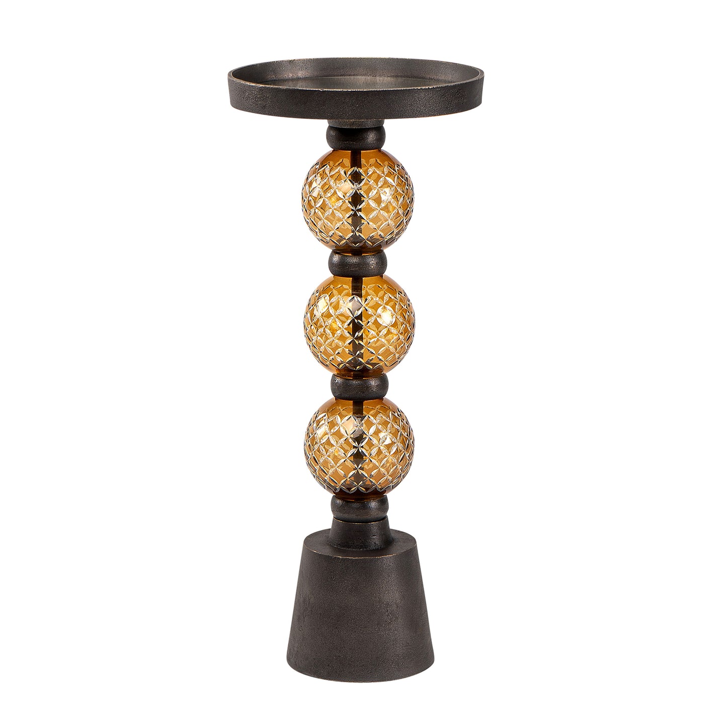 Metal Orb Side Table Mirror Top 23" - Gold / Black