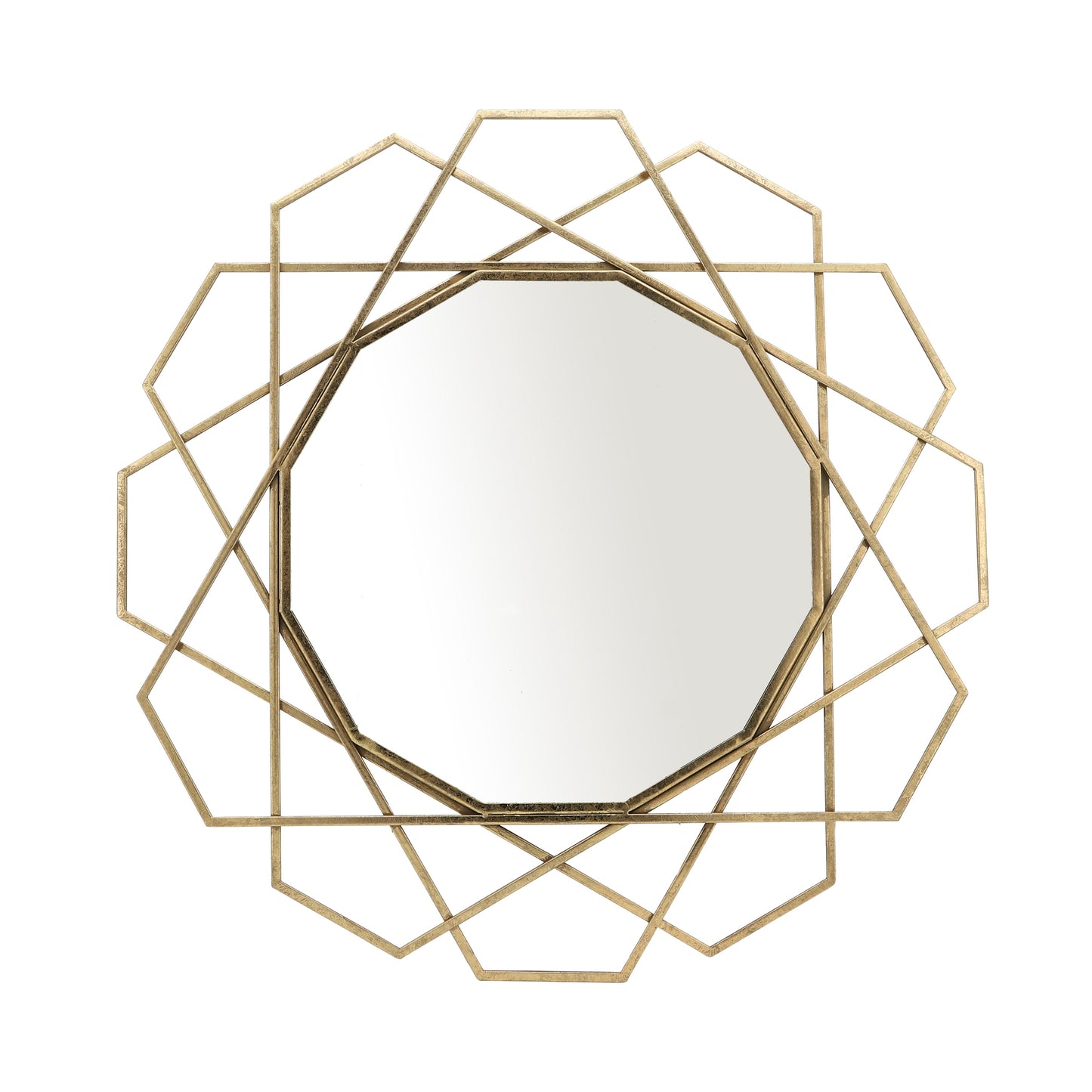 Metal Geometric Mirror 35" - Gold